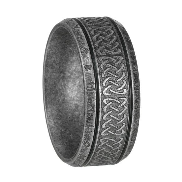 Wholesale Distressed Geometric Titanium Steel Ring With Viking Rune For Men And Women