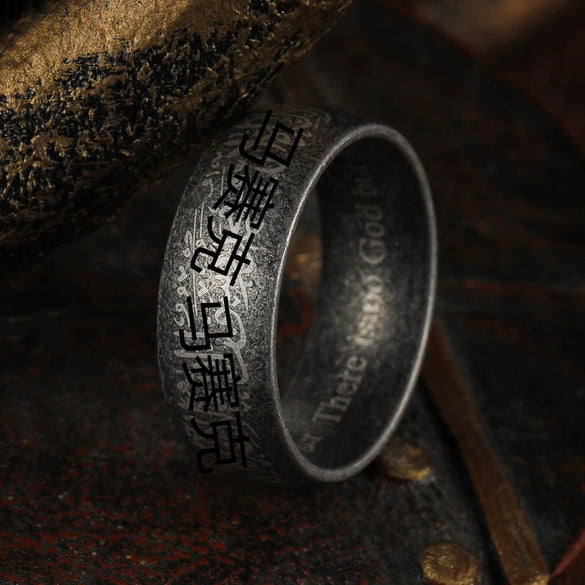Wholesale Distressed Geometric Titanium Steel Unisex Ring