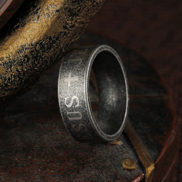 Wholesale Distressed Titanium Steel Ring With Letters Numbers Text For Unisex
