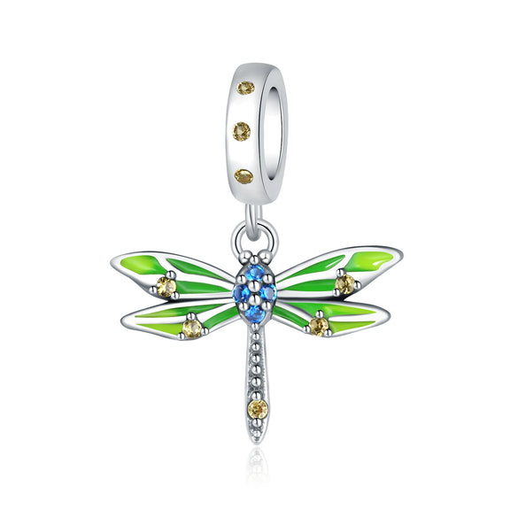 Wholesale Diy Accessories Bracelet Pendant S925 Sterling Silver Beaded Dragonfly Ladybug Dripping Oil Design