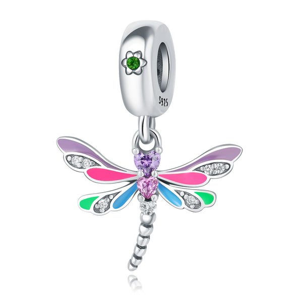 Wholesale Diy Accessories Bracelet Pendant S925 Sterling Silver Beaded Dragonfly Ladybug Dripping Oil Design