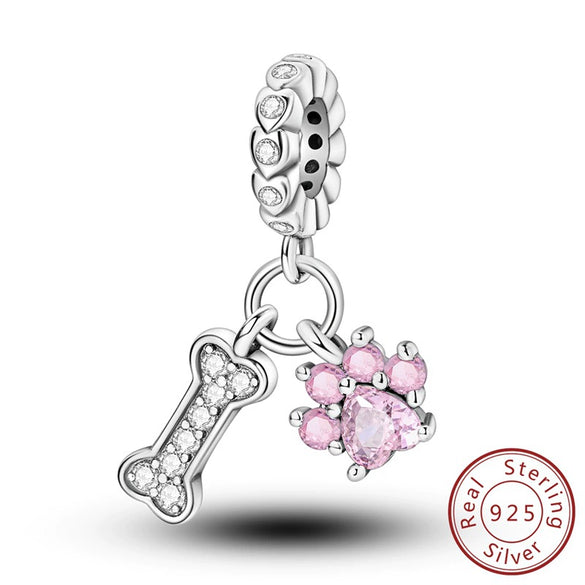 Wholesale Diy Accessories Sterling Silver Animal Print Charm Pendant Bracelet With Dripping Oil Design