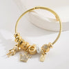 Wholesale Diy Adjustable Couple Stainless Steel And Alloy Bracelet With Crown And Bear Letter Pendant For Women