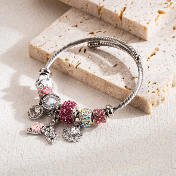 Wholesale Diy Adjustable Diamond Inlaid Geometric Fashion Allmatch Alloy Pendant Bracelet Unisex
