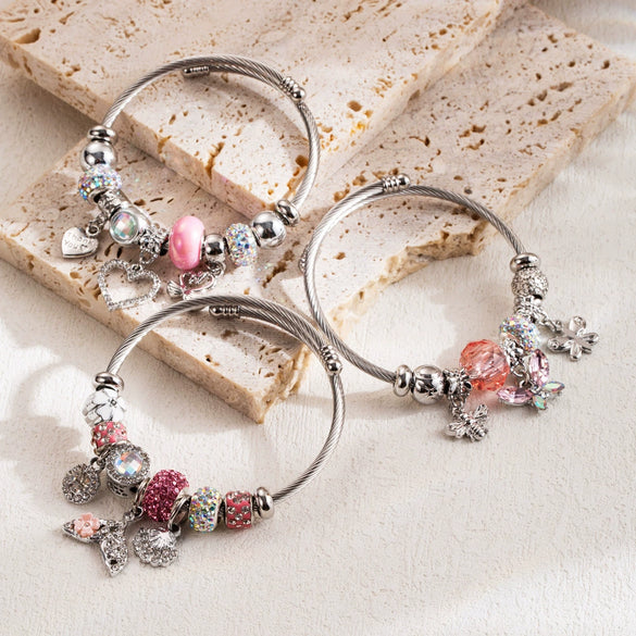 Wholesale Diy Adjustable Diamond Inlaid Geometric Fashion Allmatch Alloy Pendant Bracelet Unisex