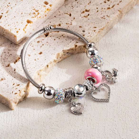 Wholesale Diy Adjustable Diamond Inlaid Geometric Fashion Allmatch Alloy Pendant Bracelet Unisex