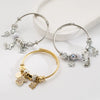 Wholesale Diy Adjustable Unisex Titanium Steel Bracelet With Bear Butterfly Swan Flower Diamond Animal Zodiac Pendants