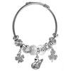 Wholesale Diy Adjustable Unisex Titanium Steel Bracelet With Bear Butterfly Swan Flower Diamond Animal Zodiac Pendants