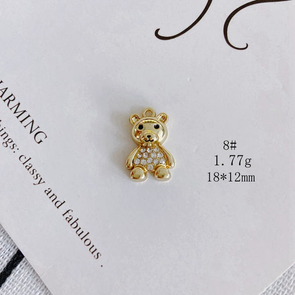 Wholesale Diy Alloy Jewelry Accessories With Electroplating Simple Bow And Bear Inlaid Small Pendant Necklace