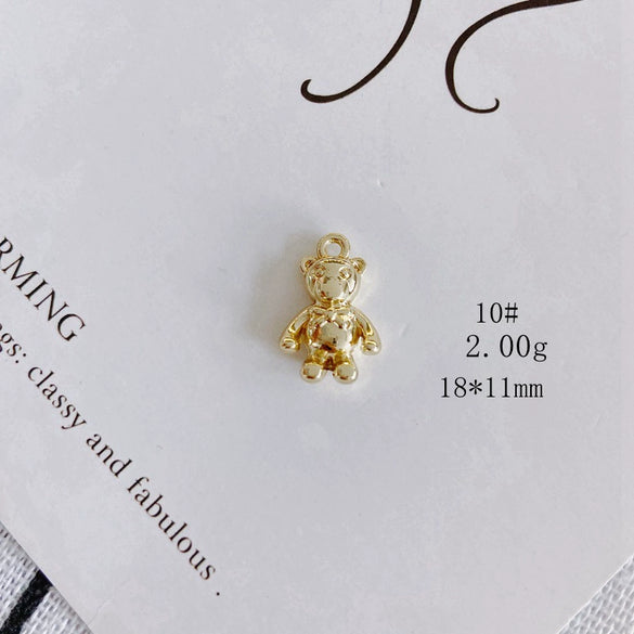 Wholesale Diy Alloy Jewelry Accessories With Electroplating Simple Bow And Bear Inlaid Small Pendant Necklace