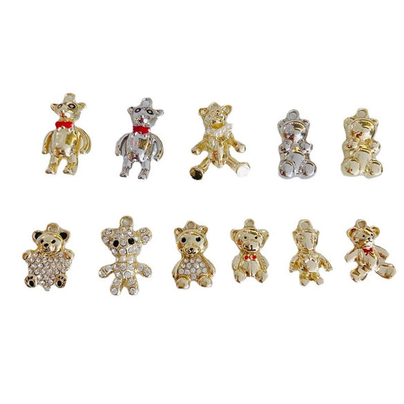 Wholesale Diy Alloy Jewelry Accessories With Electroplating Simple Bow And Bear Inlaid Small Pendant Necklace