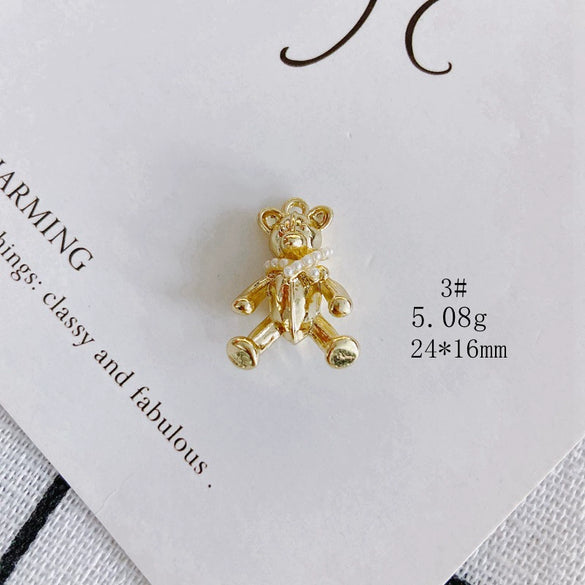 Wholesale Diy Alloy Jewelry Accessories With Electroplating Simple Bow And Bear Inlaid Small Pendant Necklace