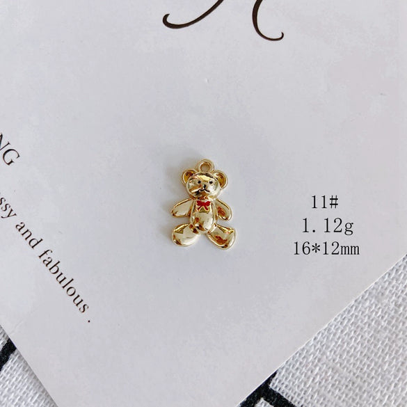 Wholesale Diy Alloy Jewelry Accessories With Electroplating Simple Bow And Bear Inlaid Small Pendant Necklace