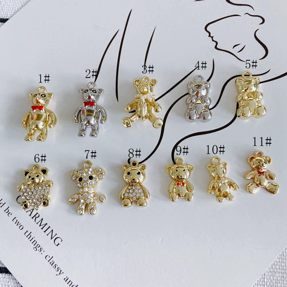 Wholesale Diy Alloy Jewelry Accessories With Electroplating Simple Bow And Bear Inlaid Small Pendant Necklace