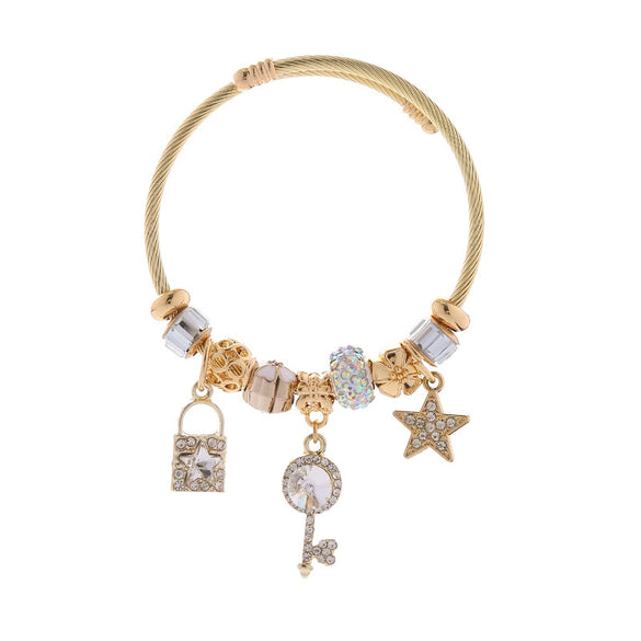 Wholesale Diy Beaded Adjustable Bracelet With Star Key Diamond Pendant For Women Fashion Alloy