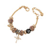 Wholesale Diy Beaded Bracelet Alloy Electroplated Cross Leopard Beads Unisex Jewelry