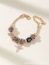 Wholesale Diy Beaded Bracelet Alloy Electroplated Cross Leopard Beads Unisex Jewelry