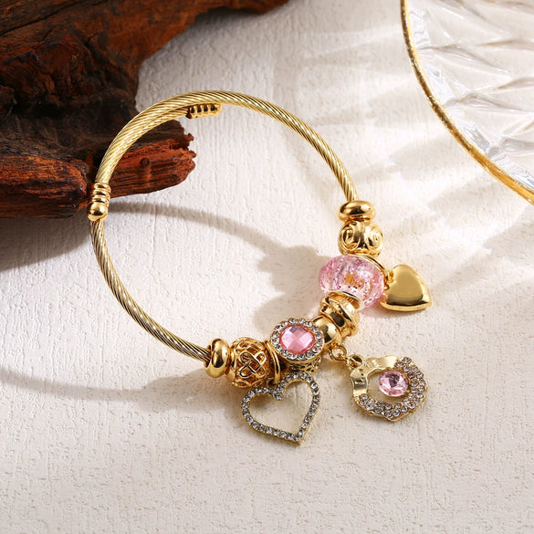 Wholesale Diy Beaded Bracelet Alloy Rhinestone Love Butterfly Pendant Fashion Animal Heart Insect Zodiac Adjustable Couple Bracelet