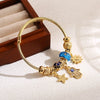 Wholesale Diy Beaded Bracelet With Palm Sun Pendant Stainless Steel Alloy Rhinestone Diamond Design Women's Adjustable Couple Bracelet