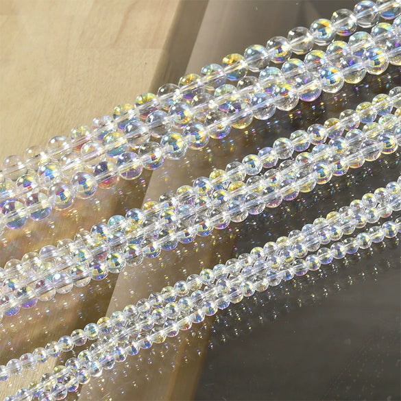 Wholesale Diy Beaded Jewelry Accessories Glass Glazed Round Beads Electroplated For Bracelet Necklace