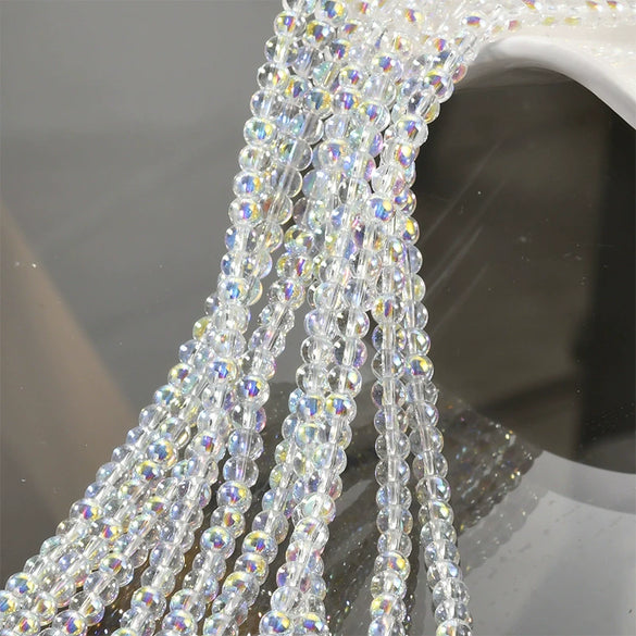 Wholesale Diy Beaded Jewelry Accessories Glass Glazed Round Beads Electroplated For Bracelet Necklace
