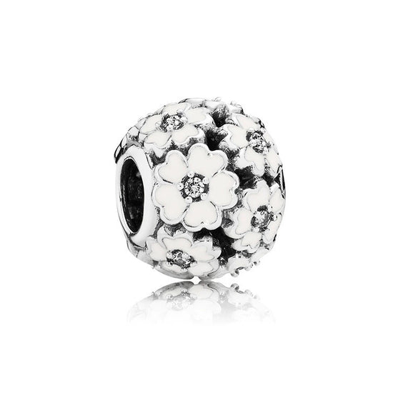Wholesale Diy Beads 925 Silver Magnolia Love Full Diamond Fixed Hanging Beads With Totem Pattern Inlay