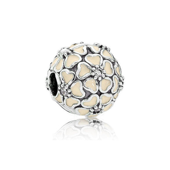 Wholesale Diy Beads 925 Silver Magnolia Love Full Diamond Fixed Hanging Beads With Totem Pattern Inlay