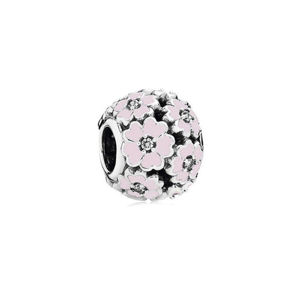 Wholesale Diy Beads 925 Silver Magnolia Love Full Diamond Fixed Hanging Beads With Totem Pattern Inlay