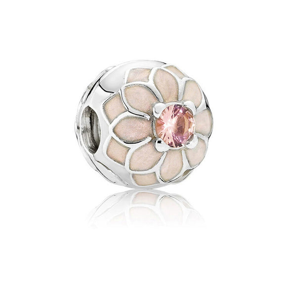 Wholesale Diy Beads 925 Silver Magnolia Love Full Diamond Fixed Hanging Beads With Totem Pattern Inlay