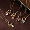 Wholesale Diy Birthstone Necklace With Geometric Pendant Goldplated Copper Jewelry For Women