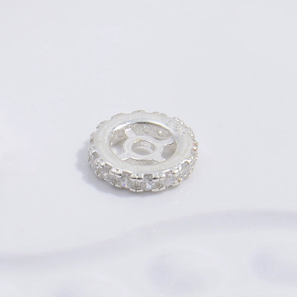 Wholesale Diy Bracelet Accessories S925 Sterling Silver Double Row Zirconium Round And Wheel Bead Handmade