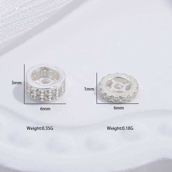 Wholesale Diy Bracelet Accessories S925 Sterling Silver Double Row Zirconium Round And Wheel Bead Handmade