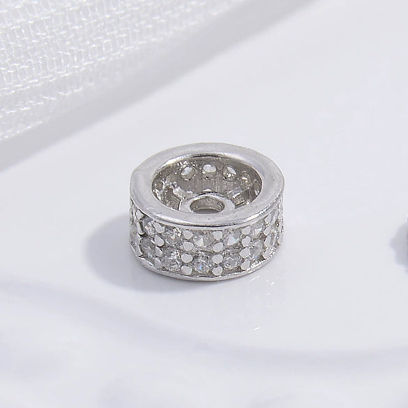 Wholesale Diy Bracelet Accessories S925 Sterling Silver Double Row Zirconium Round And Wheel Bead Handmade