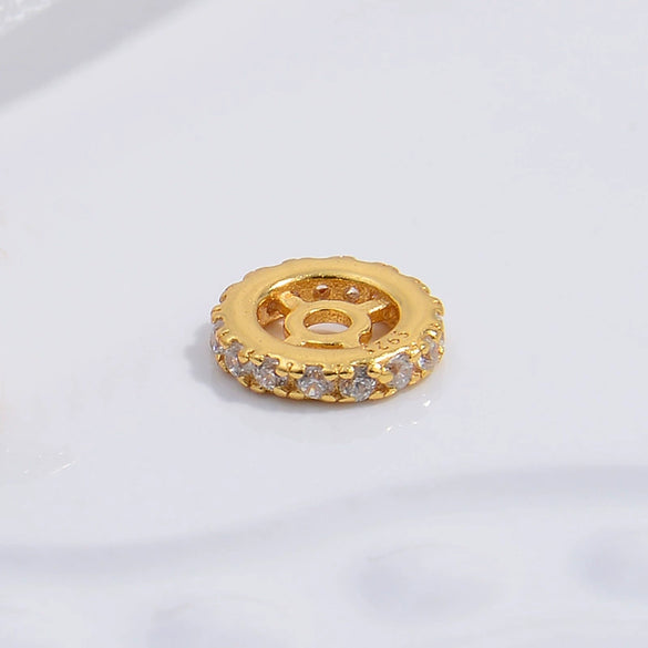 Wholesale Diy Bracelet Accessories S925 Sterling Silver Double Row Zirconium Round And Wheel Bead Handmade