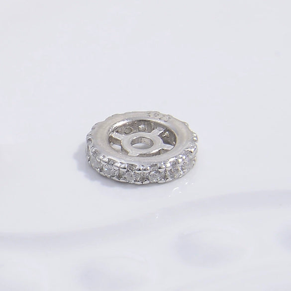 Wholesale Diy Bracelet Accessories S925 Sterling Silver Double Row Zirconium Round And Wheel Bead Handmade