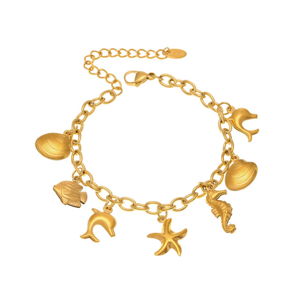 Wholesale Diy Bracelet Accessories With Dolphin Starfish Shell Stainless Steel Geometric Shape Furnace Vacuum Plating For Women