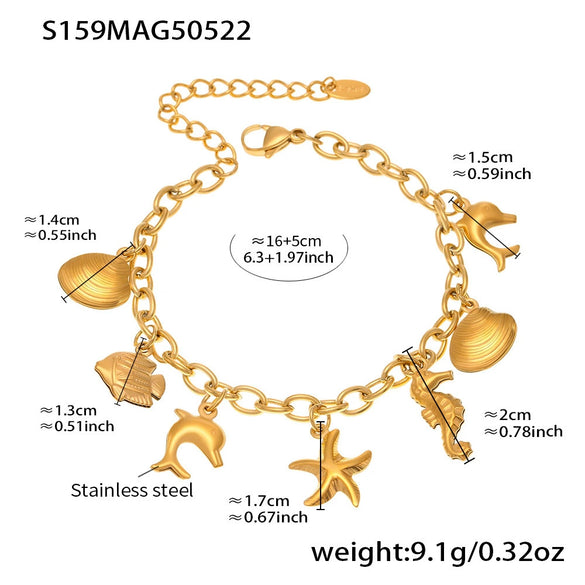 Wholesale Diy Bracelet Accessories With Dolphin Starfish Shell Stainless Steel Geometric Shape Furnace Vacuum Plating For Women