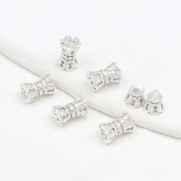 Wholesale Diy Connecting Buckle Copper Inlaid Zircon Rotating Screw Pearl Doublelayer Small Waist Spacer Electroplated