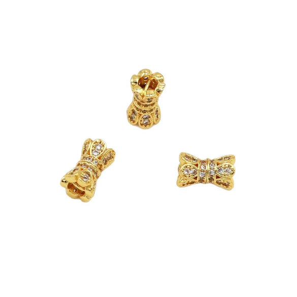 Wholesale Diy Connecting Buckle Copper Inlaid Zircon Rotating Screw Pearl Doublelayer Small Waist Spacer Electroplated