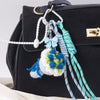 Wholesale Diy Creative Woven Wool And Pu Keychain Bag Hanging Ornaments With Plants Flowers Pattern And Color Printing