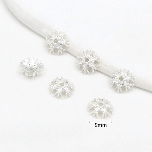 Wholesale Diy Crystal Beading Accessories Copper 18K Gold Plated Diamond Zircon Cut Out Snowflake Flower Holder Spacer Beads Versatile Minimalist