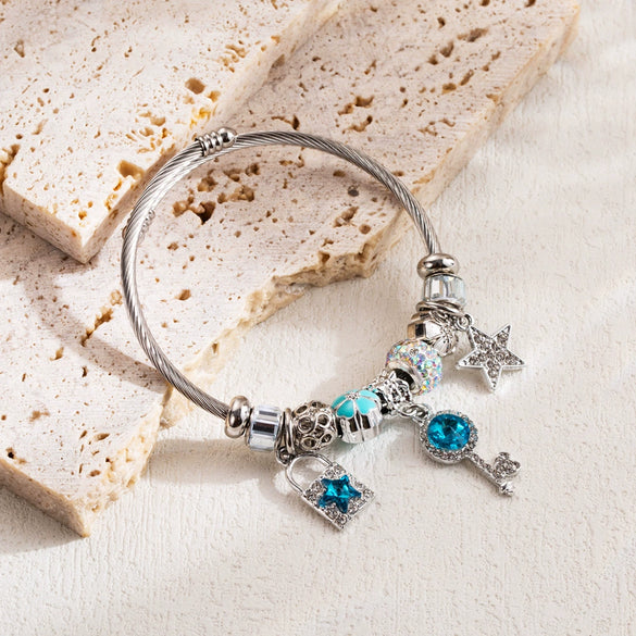 Wholesale Diy Diamond Alloy Stainless Steel Adjustable Fashion Allmatch Pendant Bracelet For Unisex