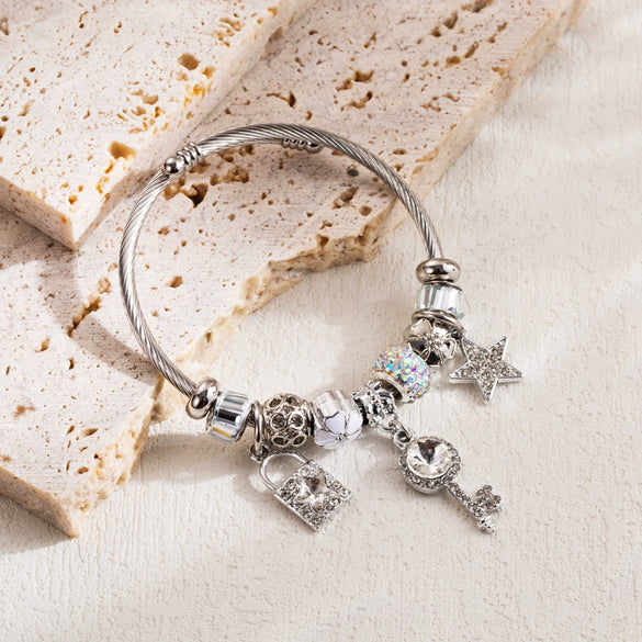 Wholesale Diy Diamond Alloy Stainless Steel Adjustable Fashion Allmatch Pendant Bracelet For Unisex