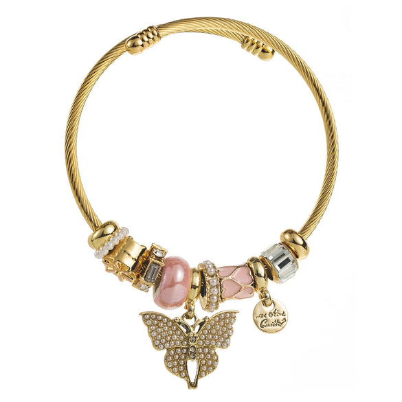 Wholesale Diy Diamond Stainless Steel Alloy Butterfly Pendant Bracelet For Women