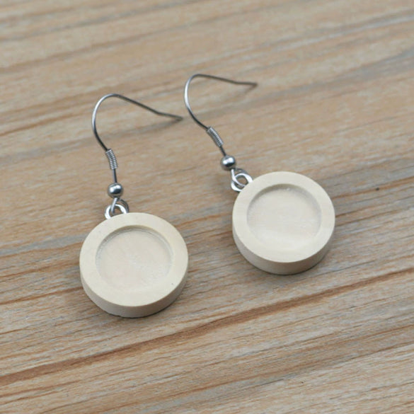 Wholesale Diy Ear Jewelry Accessories Wooden Stainless Steel Antiallergy Ear Hook Totem Geometric Electroplated