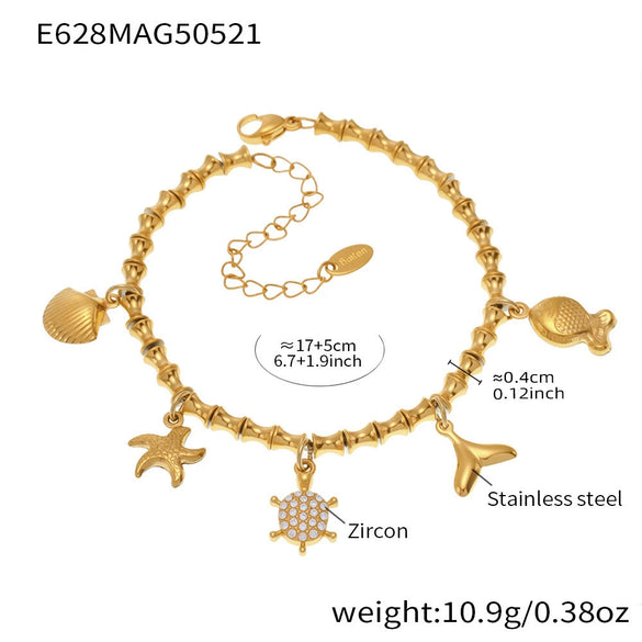 Wholesale Diy Ferris Wheel Zircon Oil Drop Geometric Stainless Steel Electroplated Bracelet And Anklet Set For Women