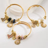 Wholesale Diy Geometric Diamond Titanium Steel Beaded Bracelet With Bear And Sun Pendants Unisex Fashion Adjustable