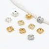 Wholesale Diy Handmade Beads Copper 14K Gold Plated Colorpreserving Microinlaid Zircon Flower Tray Flower Cap Cut Out Petal Spacer Beads Versatile Minimalist
