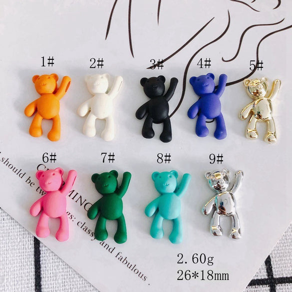 Wholesale Diy Jewelry Accessories Alloy Spray Paint Cute Cartoon Bear Pendant Jewelry Materials