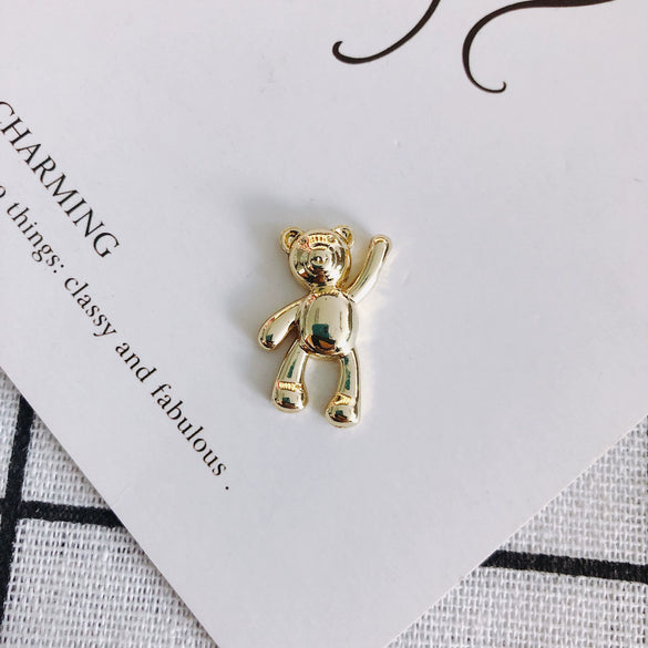 Wholesale Diy Jewelry Accessories Alloy Spray Paint Cute Cartoon Bear Pendant Jewelry Materials